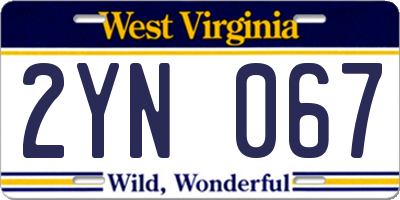 WV license plate 2YN067
