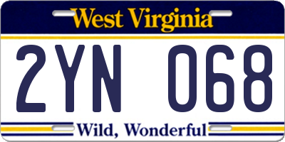 WV license plate 2YN068
