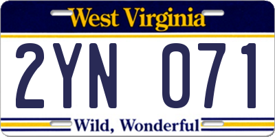 WV license plate 2YN071