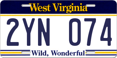 WV license plate 2YN074