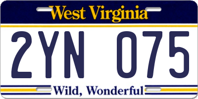 WV license plate 2YN075