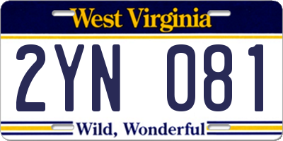 WV license plate 2YN081