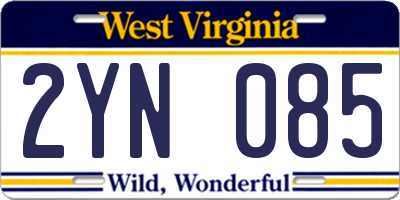 WV license plate 2YN085