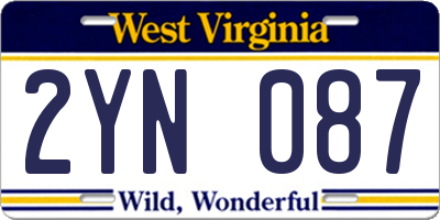 WV license plate 2YN087