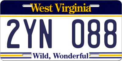 WV license plate 2YN088