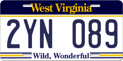 WV license plate 2YN089