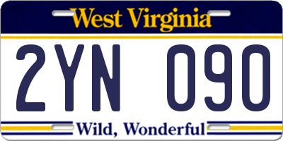 WV license plate 2YN090