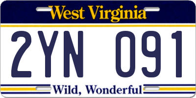 WV license plate 2YN091