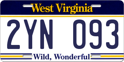 WV license plate 2YN093