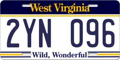 WV license plate 2YN096