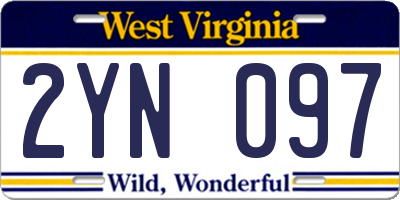WV license plate 2YN097