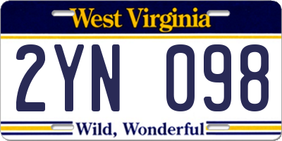 WV license plate 2YN098