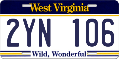 WV license plate 2YN106