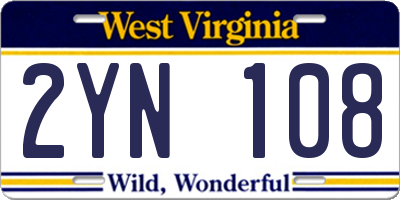 WV license plate 2YN108