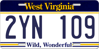 WV license plate 2YN109