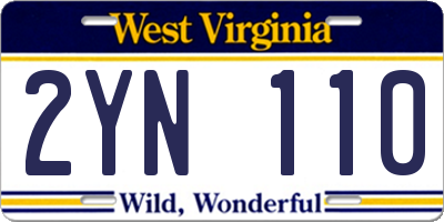WV license plate 2YN110