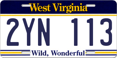 WV license plate 2YN113