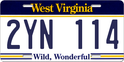 WV license plate 2YN114