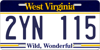 WV license plate 2YN115