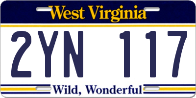 WV license plate 2YN117