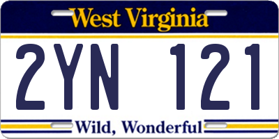 WV license plate 2YN121