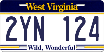 WV license plate 2YN124