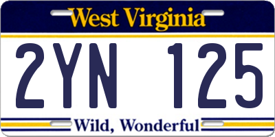 WV license plate 2YN125