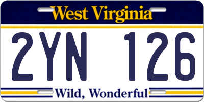 WV license plate 2YN126