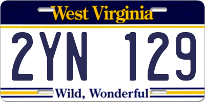 WV license plate 2YN129
