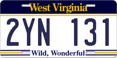 WV license plate 2YN131