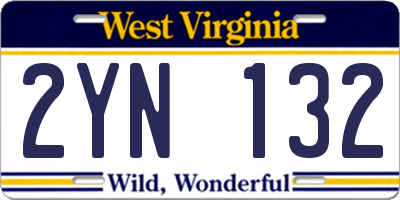 WV license plate 2YN132