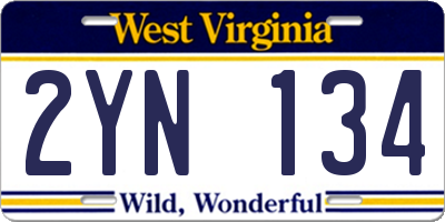 WV license plate 2YN134