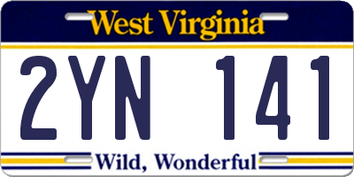 WV license plate 2YN141