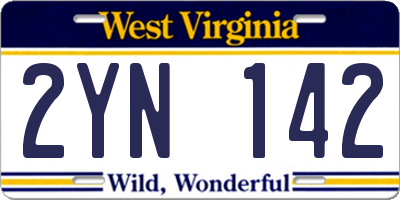 WV license plate 2YN142