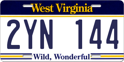 WV license plate 2YN144