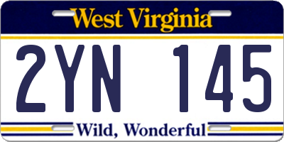 WV license plate 2YN145