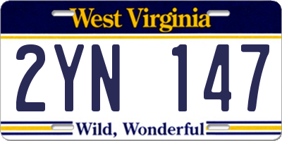 WV license plate 2YN147