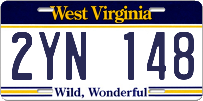 WV license plate 2YN148