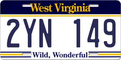 WV license plate 2YN149