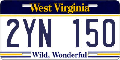 WV license plate 2YN150