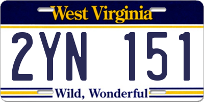 WV license plate 2YN151