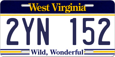 WV license plate 2YN152