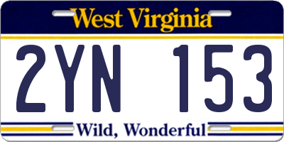 WV license plate 2YN153