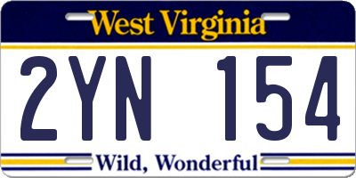 WV license plate 2YN154