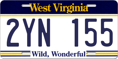 WV license plate 2YN155