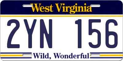 WV license plate 2YN156