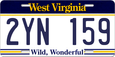WV license plate 2YN159
