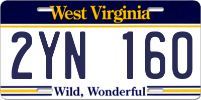 WV license plate 2YN160
