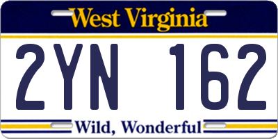 WV license plate 2YN162