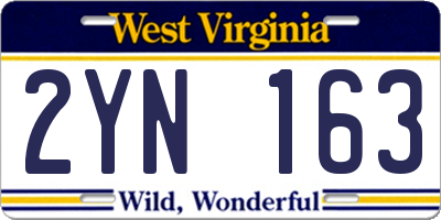 WV license plate 2YN163